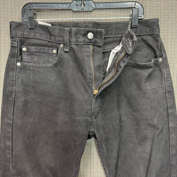 Levis 505 Mens Black Denim Jeans W34 L30 Straight Fit - Picture 4 of 9